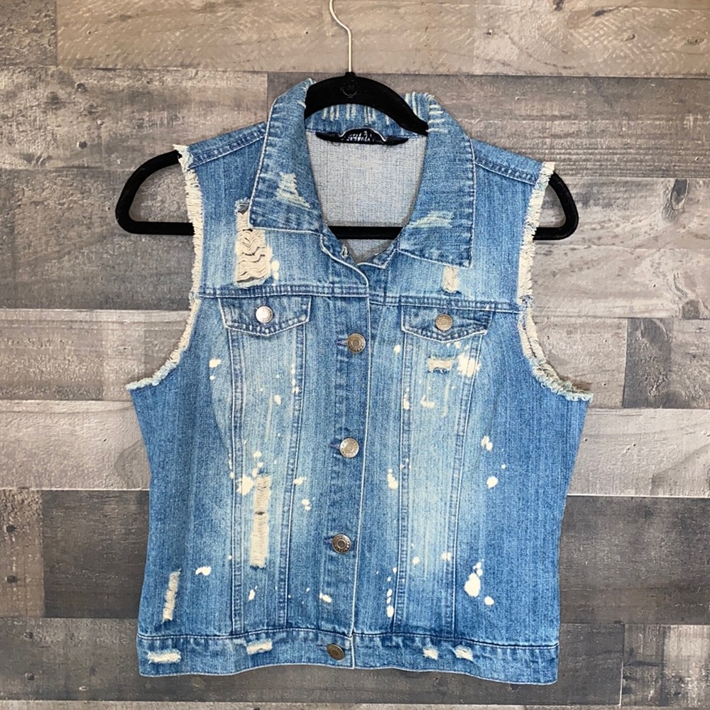 Distresses Celebrity Pink Cut Jacket Vest - Picture 1 of 4